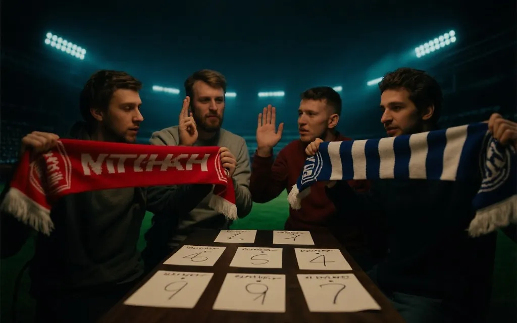 观赛聚会开球前集体仪式:举围巾倒数、灯光变暗、应援卡与预测墙